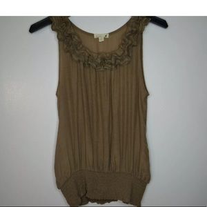 Anthropologie Mine Sheer Tank Top Ruffle Neckline